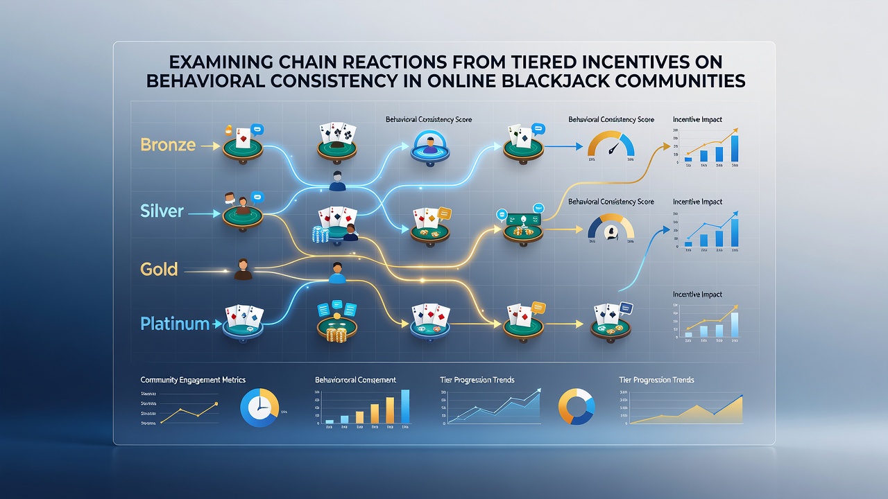 Players interacting in online blackjack communities with tiered reward visualizations