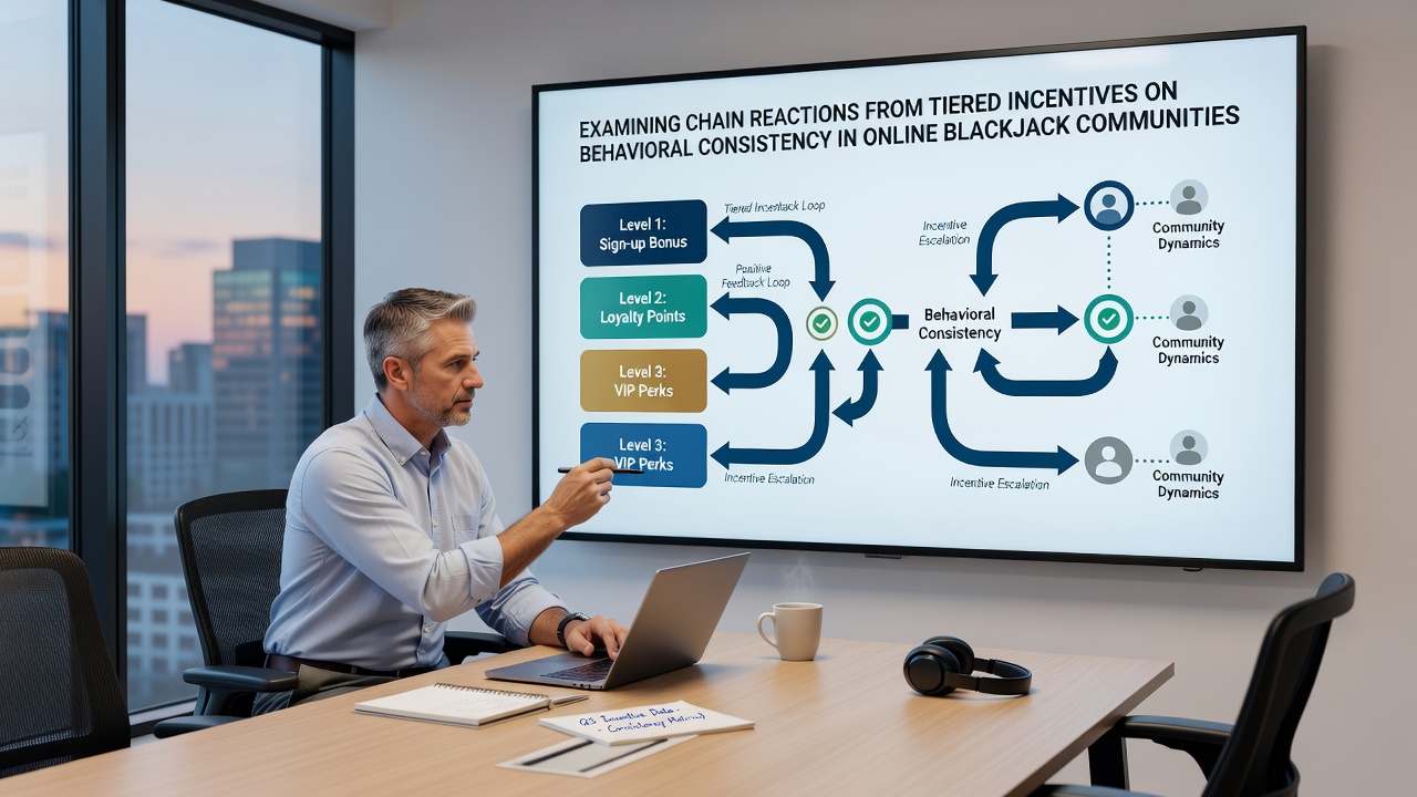 Graphs and charts illustrating behavioral consistency metrics across online blackjack reward tiers