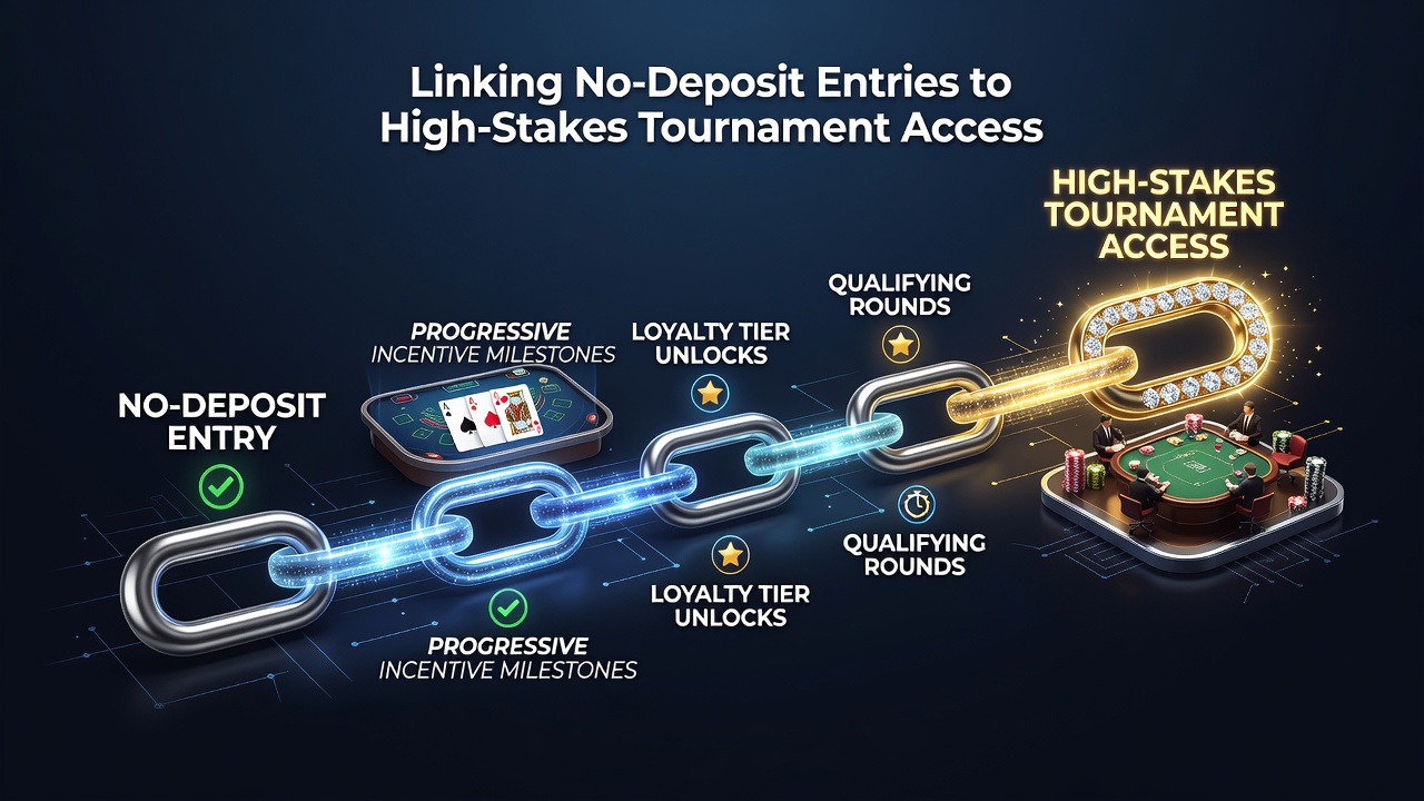 High-stakes blackjack tournament table with players who advanced through incentive chains