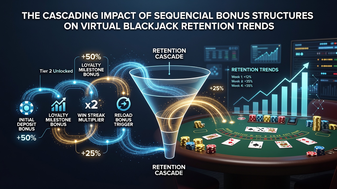 Graph depicting retention trends influenced by chained bonus systems in online blackjack environments
