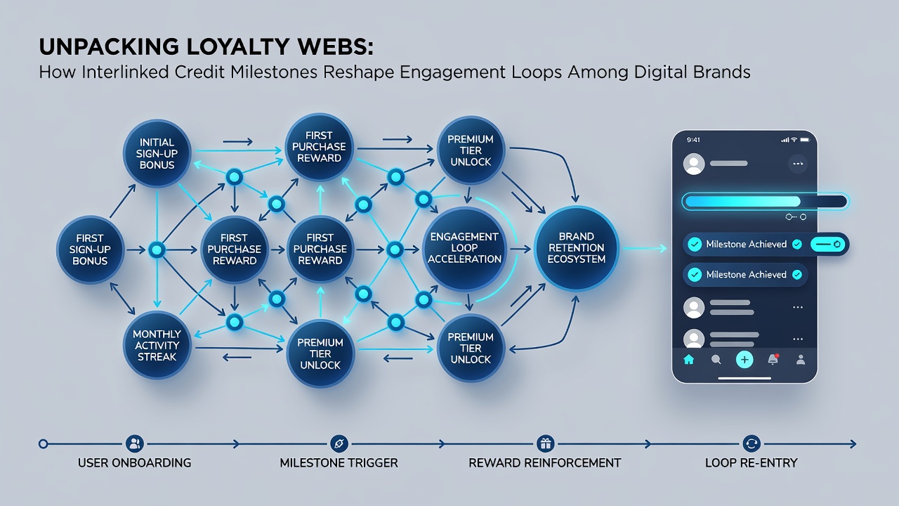 Visualization of engagement loops in digital blackjack loyalty programs with milestone connections